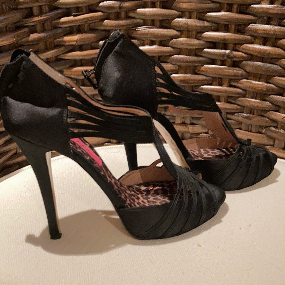 Black Satin Betsey Johnson Stilettos